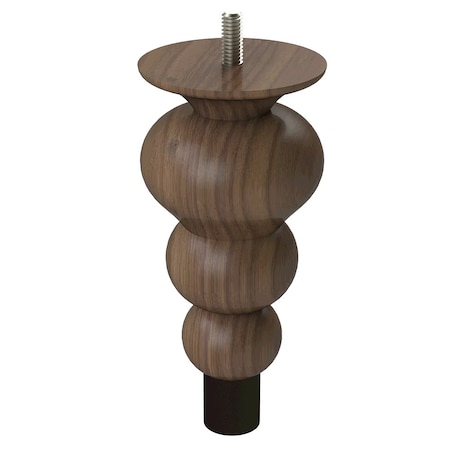 Designs Of Distinction 6" Tipt Toe Bun Foot with bolt and 1" Flat Black Ferrule - Walnut 01242006WLWR6